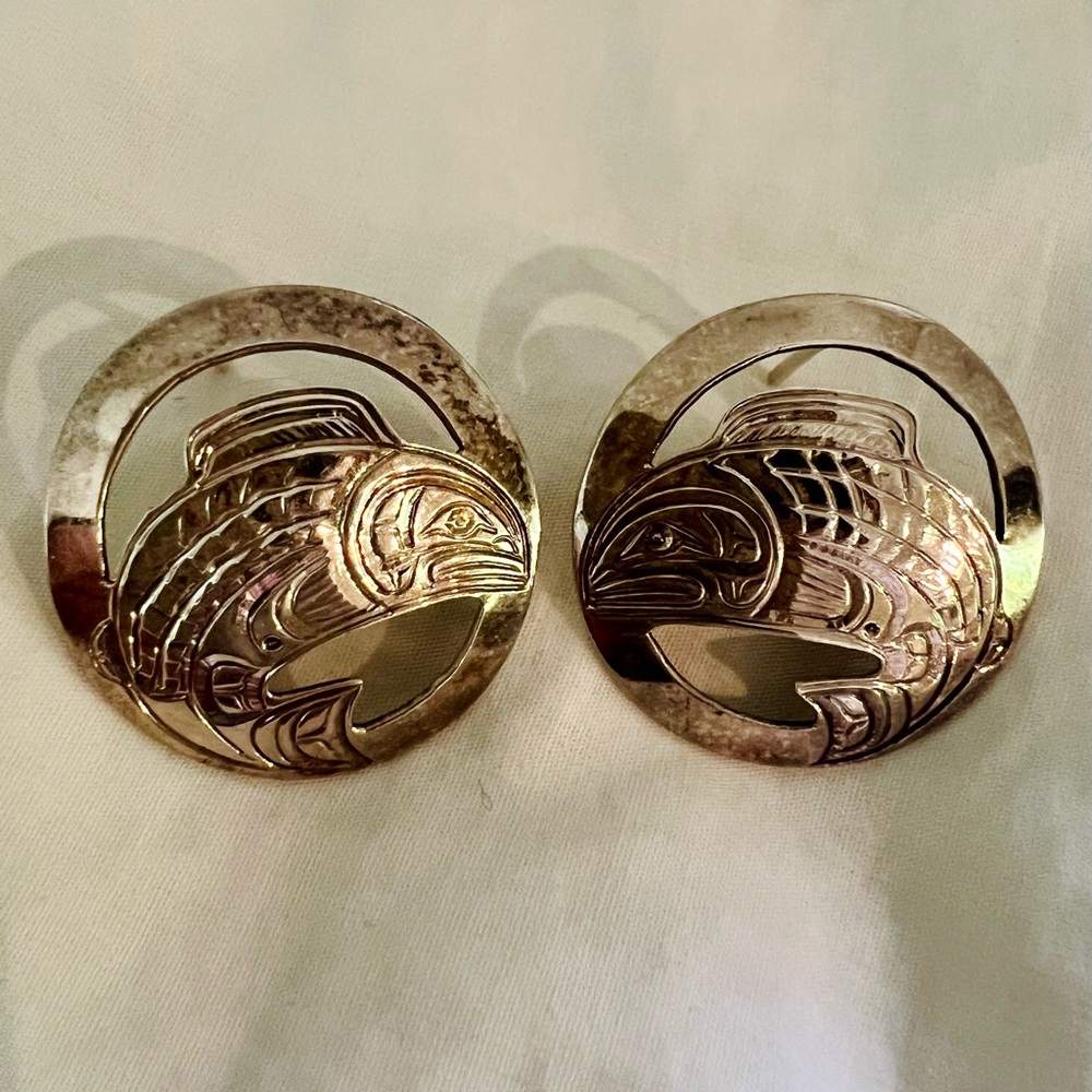 Native American PNW Salmon Earrings